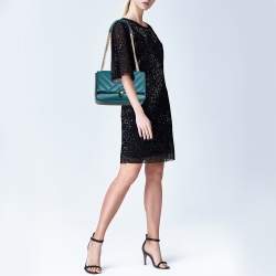 Pre Owned Bvlgari Green Quilted Leather Medium Serpenti Cabochon Shoulder Bag