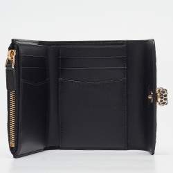 Bvlgari Off White/Black Python Serpenti Forever Trifold Wallet