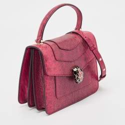 Bvlgari Red Karung Serpenti Forever Flap Top Handle Bag
