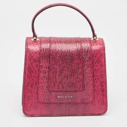 Bvlgari Red Karung Serpenti Forever Flap Top Handle Bag