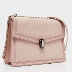 مملوكة مسبقًا Bvlgari Light Pink Leather Serpenti Diamond Blast Shoulder Bag