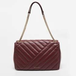 Pre Owned Bvlgari Red Quilted Leather Serpenti Cabochon Shoulder Bag