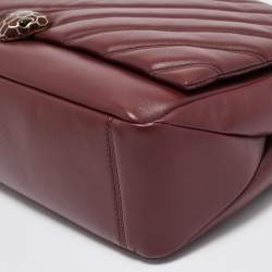 Pre Owned Bvlgari Red Quilted Leather Serpenti Cabochon Shoulder Bag