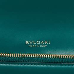 Bvlgari Green Leather Serpenti Forever Wallet On Chain