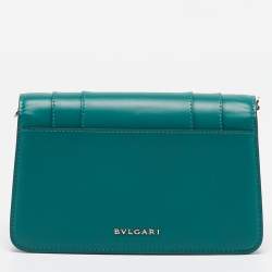 Bvlgari Green Leather Serpenti Forever Wallet On Chain