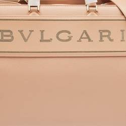 Pre Owned Bvlgari Dusty Pink Leather Logo Tote