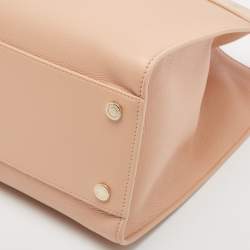 Pre Owned Bvlgari Dusty Pink Leather Logo Tote