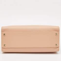 Pre Owned Bvlgari Dusty Pink Leather Logo Tote