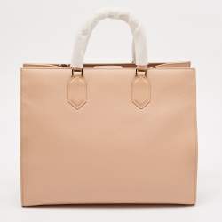 Pre Owned Bvlgari Dusty Pink Leather Logo Tote