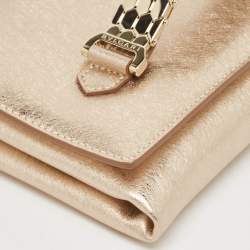 Pre Owned Bvlgari Gold Leather Cocktail Clutch