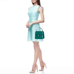 Bvlgari Green Leather Serpenti Forever Top Handle Bag