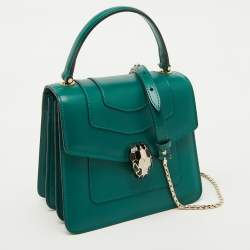 Bvlgari Green Leather Serpenti Forever Top Handle Bag