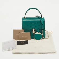 Bvlgari Green Leather Serpenti Forever Top Handle Bag