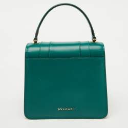 Bvlgari Green Leather Serpenti Forever Top Handle Bag