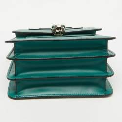 Bvlgari Green Leather Serpenti Forever Top Handle Bag