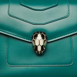 Bvlgari Green Leather Serpenti Forever Top Handle Bag
