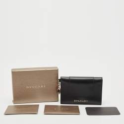 Pre Owned Bvlgari Black Leather Serpenti Forever Bifold Card Case