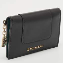 Pre Owned Bvlgari Black Leather Serpenti Forever Bifold Card Case