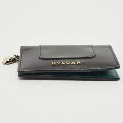 Pre Owned Bvlgari Black Leather Serpenti Forever Bifold Card Case