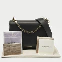 Pre Owned Bvlgari Black Leather Serpenti Hypnotic Shoulder Bag