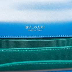 Pre Owned Bvlgari Blue Leather Serpenti Forever Small Top Handle Bag