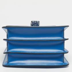 Pre Owned Bvlgari Blue Leather Serpenti Forever Small Top Handle Bag