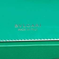 Pre Owned Bvlgari Green Patent Leather Serpenti Forever East West Shoulder Bag