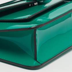 Pre Owned Bvlgari Green Patent Leather Serpenti Forever East West Shoulder Bag