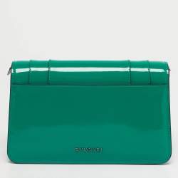 Pre Owned Bvlgari Green Patent Leather Serpenti Forever East West Shoulder Bag