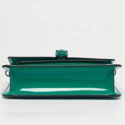 Pre Owned Bvlgari Green Patent Leather Serpenti Forever East West Shoulder Bag