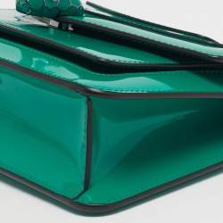 Pre Owned Bvlgari Green Patent Leather Serpenti Forever East West Shoulder Bag