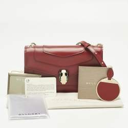 Pre Owned Bvlgari Red Leather Serpenti Forever East West Shoulder Bag