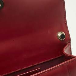 Pre Owned Bvlgari Red Leather Serpenti Forever East West Shoulder Bag