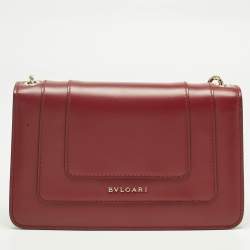 Pre Owned Bvlgari Red Leather Serpenti Forever East West Shoulder Bag