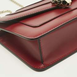 Pre Owned Bvlgari Red Leather Serpenti Forever East West Shoulder Bag