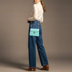 مملوكة مسبقًا حقيبة كتف بلغاري فورفر سيربنتي صغيرة جلد أخضر رغوي بحري