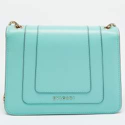 مملوكة مسبقًا حقيبة كتف بلغاري فورفر سيربنتي صغيرة جلد أخضر رغوي بحري