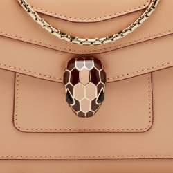 Pre Owned Bvlgari Serpenti Forever Small Beige Leather Shoulder Bag