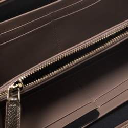 Bvlgari Metallic Bronze Leather Zip Around Wallet