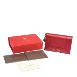 Pre Owned Bvlgari Red Leather Serpenti Forever Bifold Card Holder