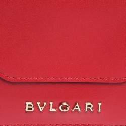 Pre Owned Bvlgari Red Leather Serpenti Forever Bifold Card Holder
