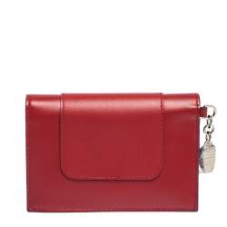 Pre Owned Bvlgari Red Leather Serpenti Forever Bifold Card Holder
