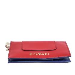 Pre Owned Bvlgari Red Leather Serpenti Forever Bifold Card Holder