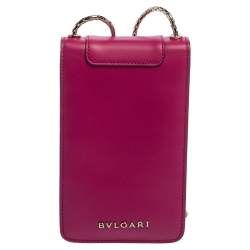 Pre Owned Bvlgari Fuchsia Leather Serpenti Forever Vertical Chain Pochette