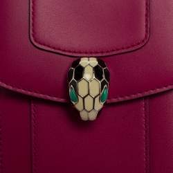 Pre Owned Bvlgari Fuchsia Leather Serpenti Forever Vertical Chain Pochette