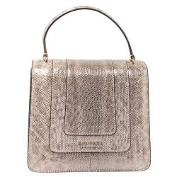 Bvlgari Metallic Pink Karung Serpenti Forever Top Handle Bag
