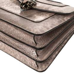 Bvlgari Metallic Pink Karung Serpenti Forever Top Handle Bag