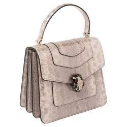 Bvlgari Metallic Pink Karung Serpenti Forever Top Handle Bag