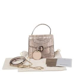 Bvlgari Metallic Pink Karung Serpenti Forever Top Handle Bag