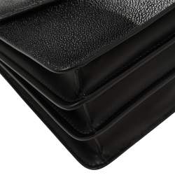 Pre Owned Bvlgari Black/Silver Stingray and Leather Serpenti Forever Top Handle Bag